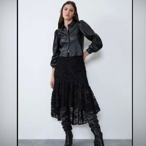 Zara 3D Textured Midi Skirt NWT